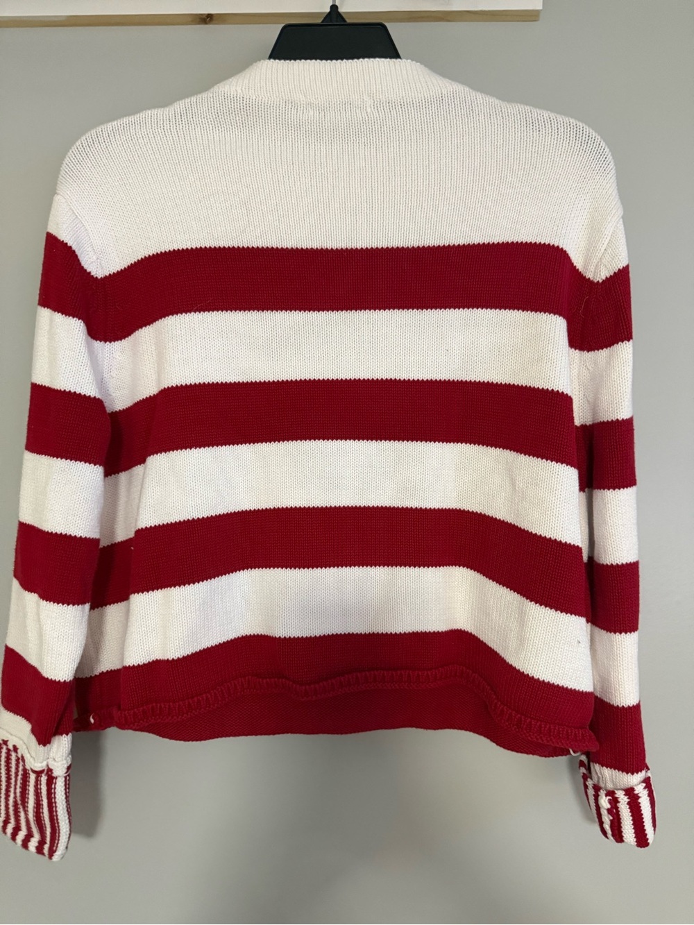Zenana Outfitters Red and White Striped Crew Neck Sweater